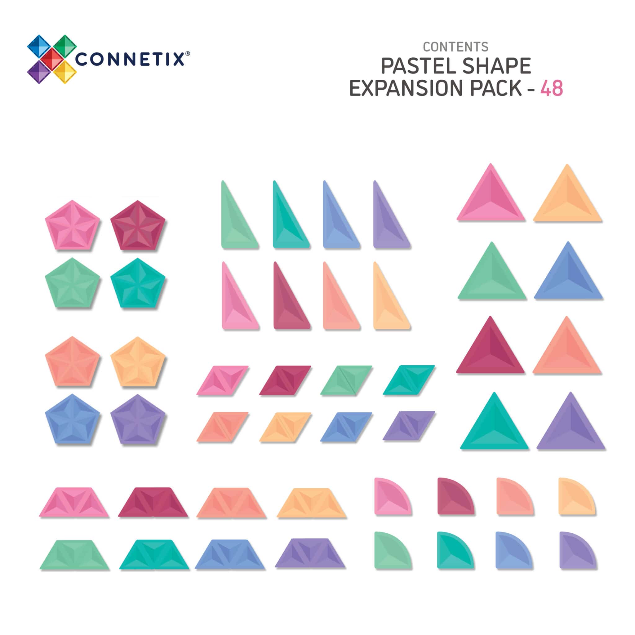 Klocki magnetyczne Pastel Shape Expansion Pack (48 el.)